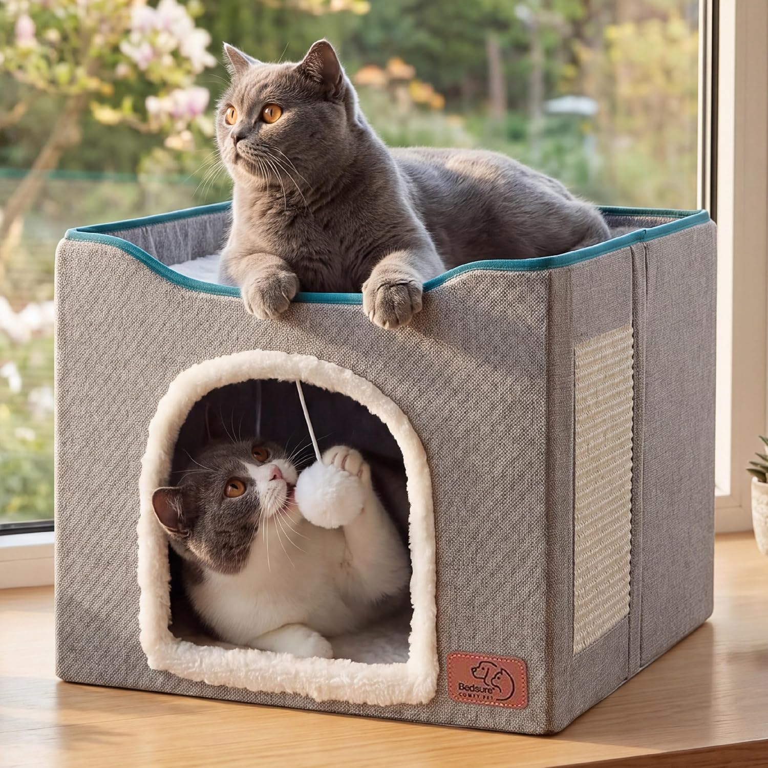 Bedsure enclosed cat cave house bed for hiding and secure decompression