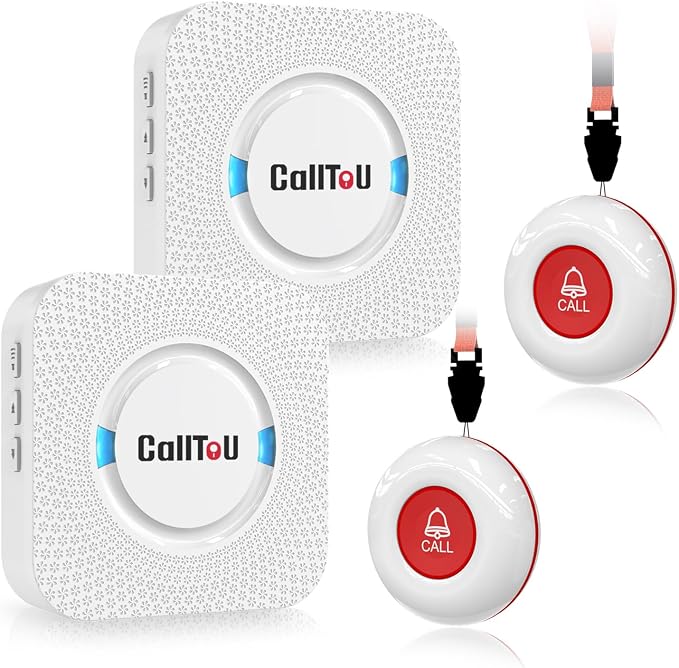 CallToU caregiver pager with 2 wireless call buttons for elderly home assistance