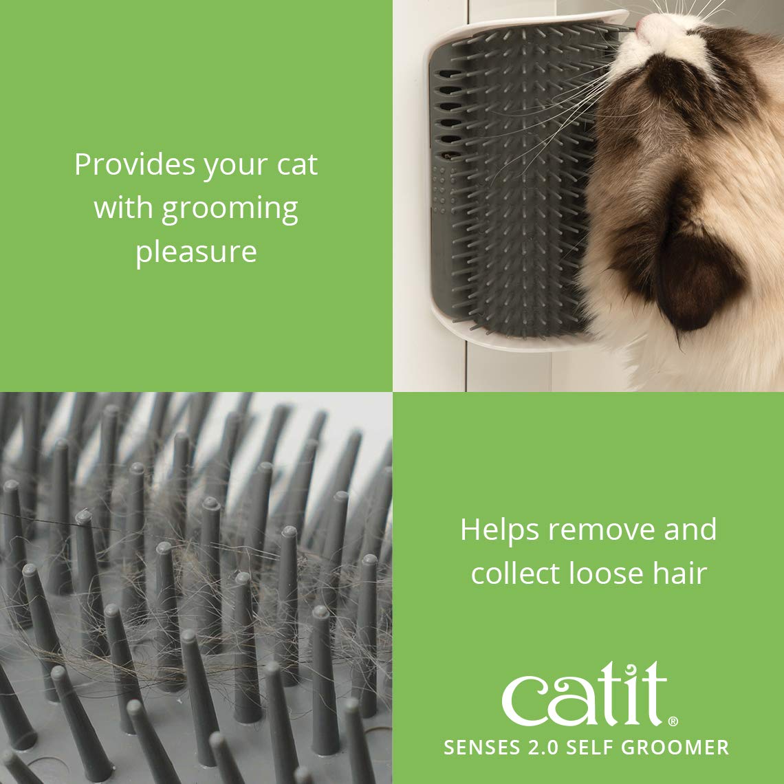 Catit Senses 2.0 self grooming wall corner brush for cats to rub and scratch cheeks