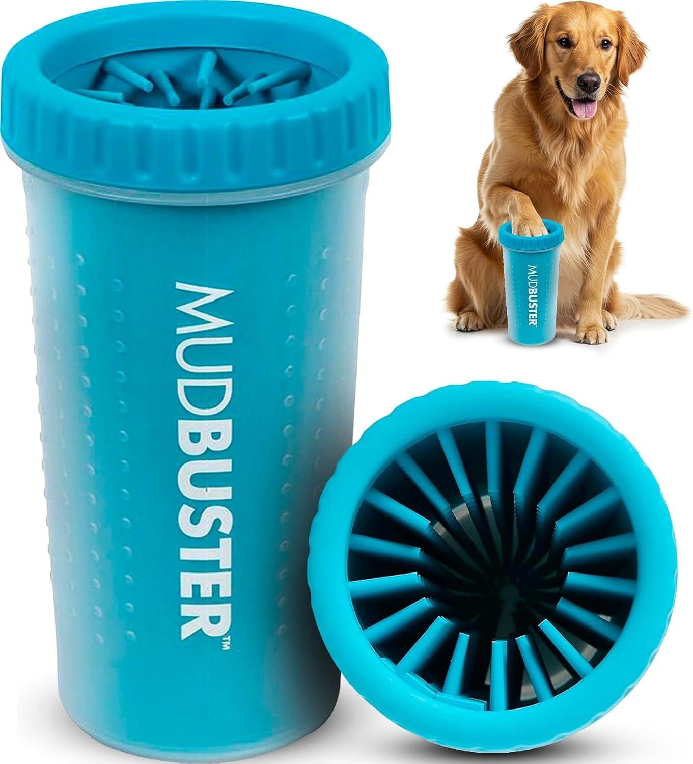 Dexas MudBuster portable silicone dog paw cleaner cup for muddy paws