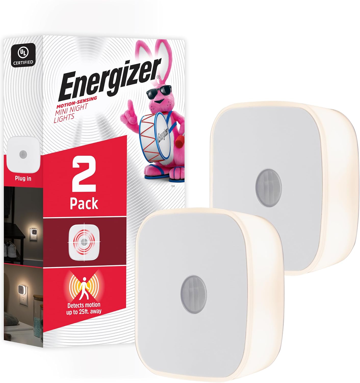 Energizer LED motion sensor night lights plug into wall dusk to dawn