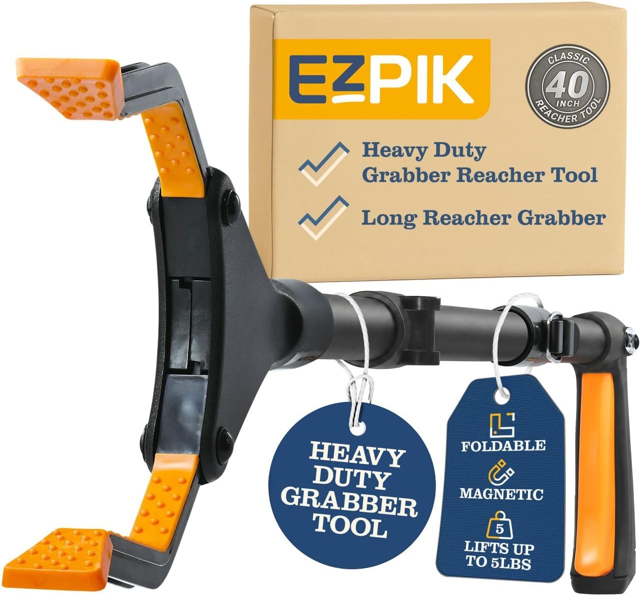 EZPIK Classic 40 inch folding grabber reacher tool with dual magnets heavy duty