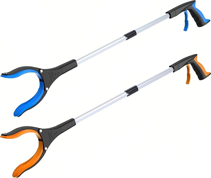Foldable 32 inch grabber reacher tool 2-pack for seniors and post-surgery mobility