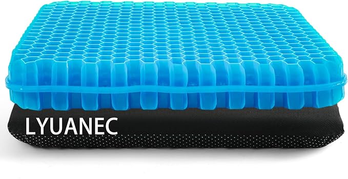 Cooling gel honeycomb seat cushion for long sitting and tailbone pressure relief