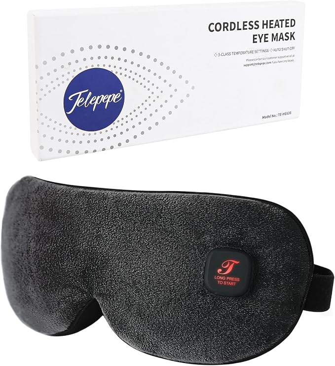 Cordless heated eye mask for dry eye relief and blepharitis