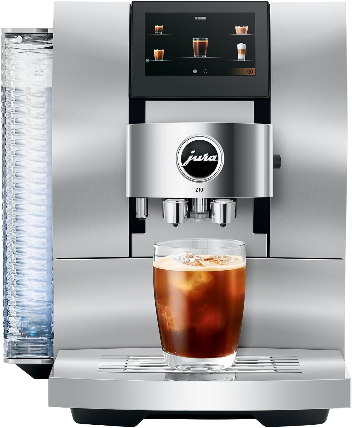 Jura Z10 automatic coffee machine in aluminum white with touchscreen display