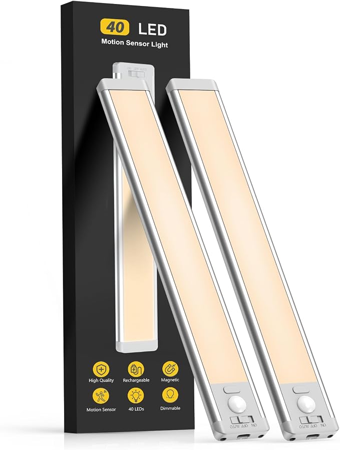 MCGOR rechargeable under cabinet motion sensor light 2-pack for stairs and kitchen