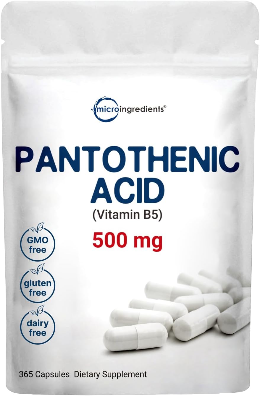 Micro Ingredients pantothenic acid vitamin B5 500mg 365 capsules
