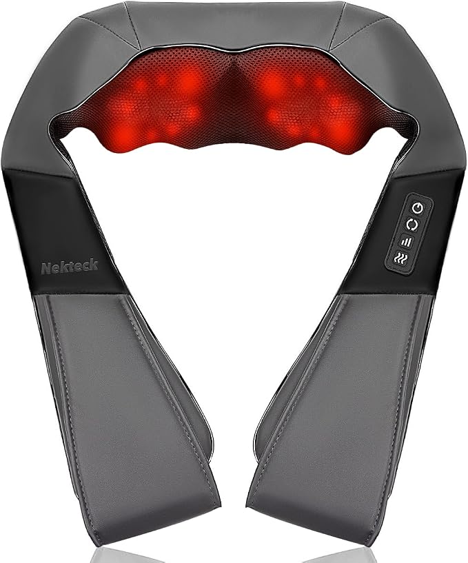 Nekteck shiatsu neck massager with heat for neck and shoulder pain relief