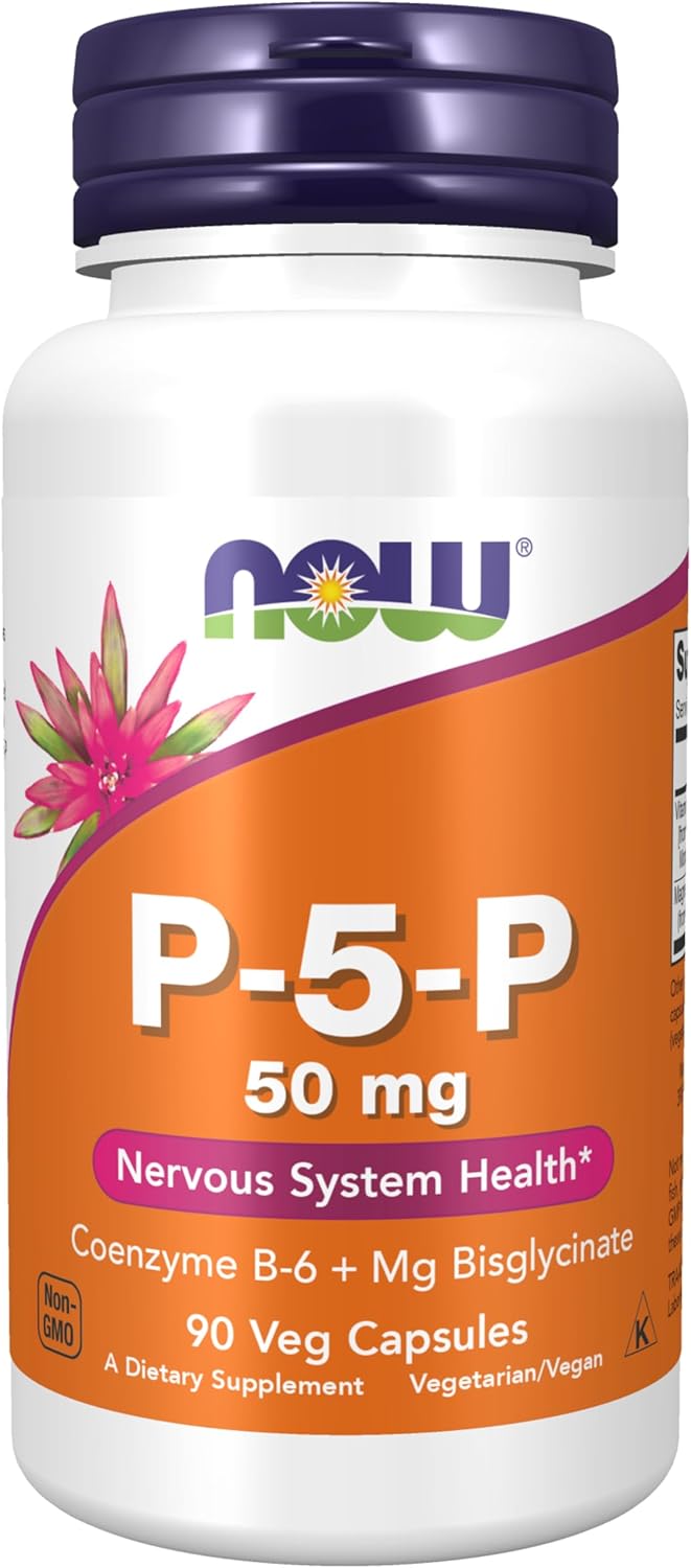 NOW P-5-P coenzyme B6 50mg with magnesium bisglycinate 90 veg capsules