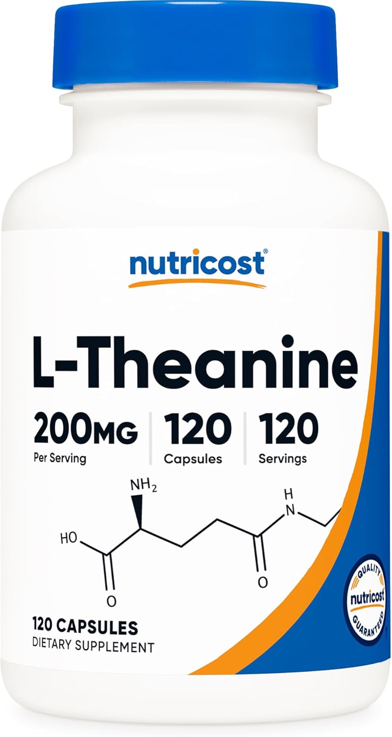Nutricost L-theanine 200mg 120 capsules double strength for calm focus