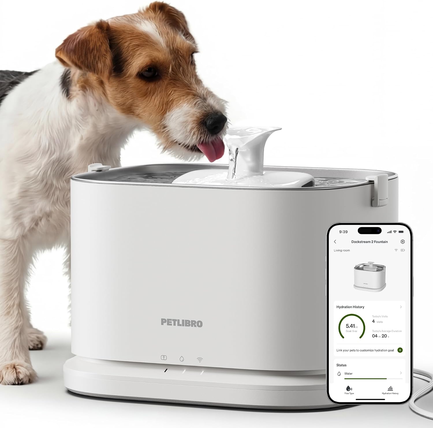 PETLIBRO stainless steel dog water fountain with app monitoring for hydration and kidney support