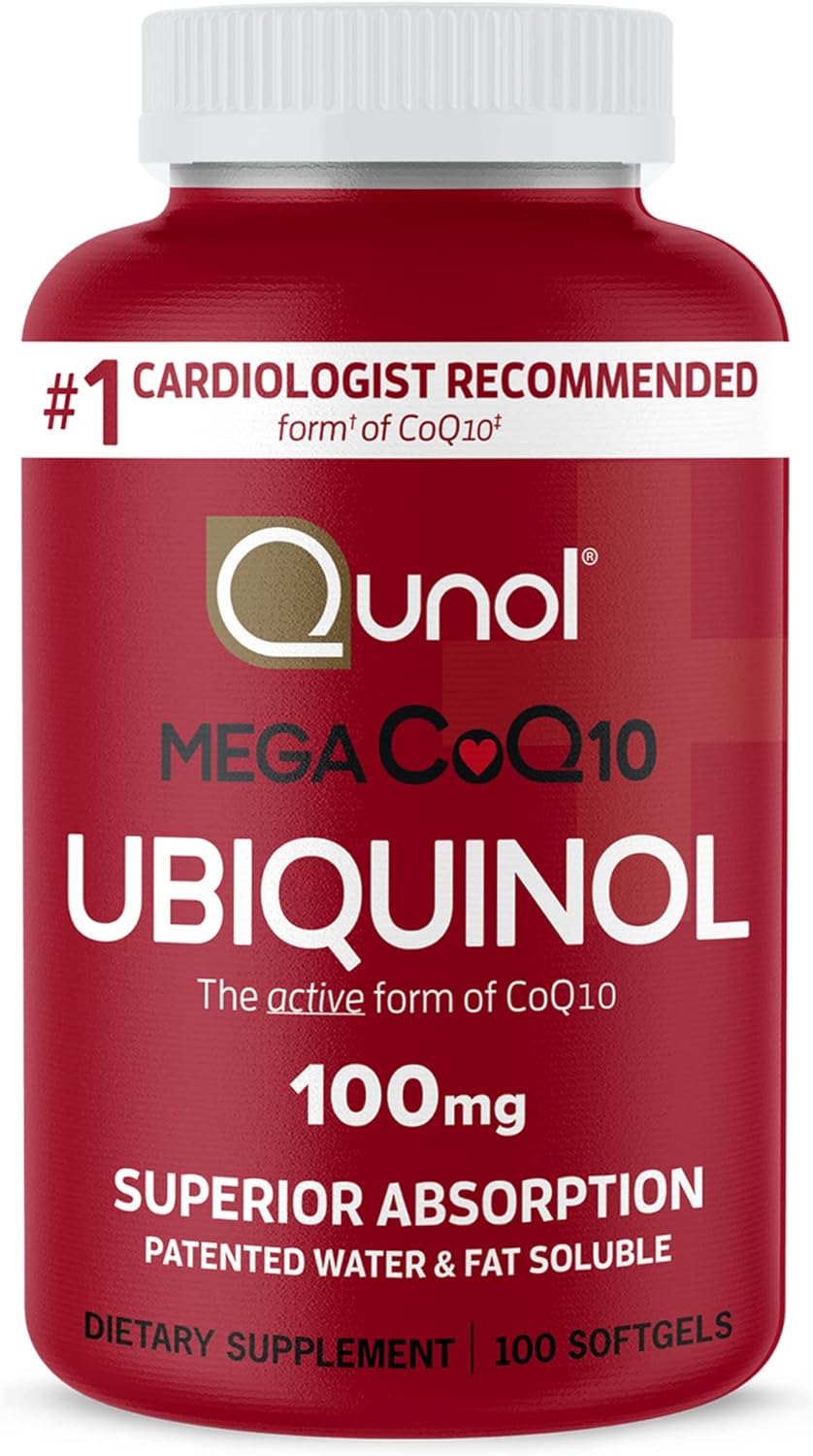 Qunol Mega ubiquinol CoQ10 100mg 100 softgels for heart and energy