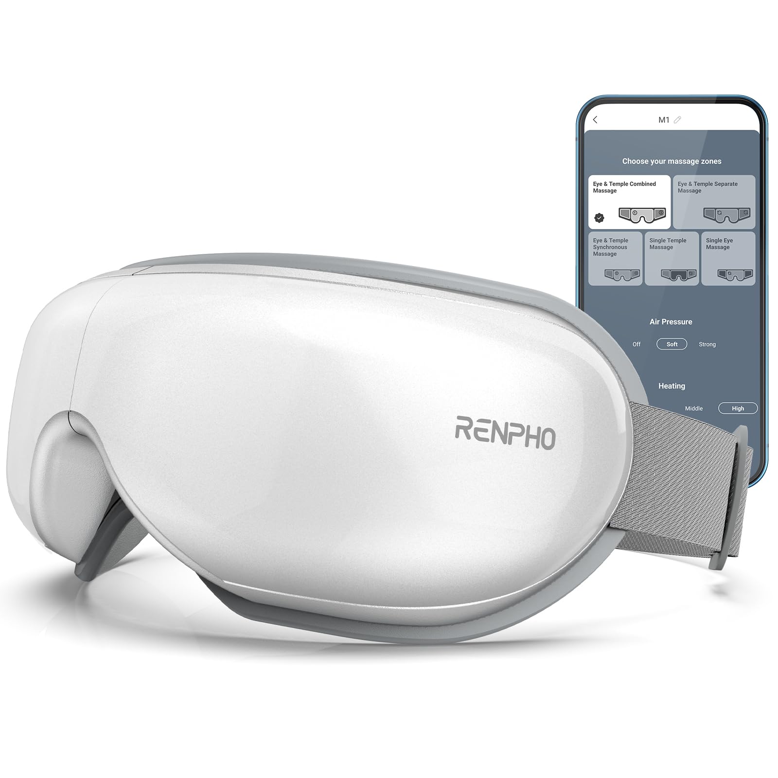RENPHO Eyeris smart heated eye massager for screen fatigue and tension headaches