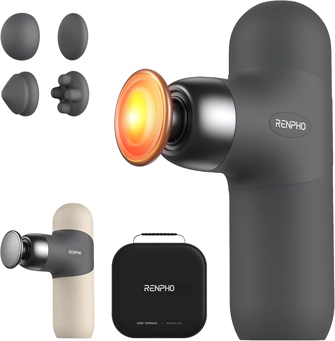 RENPHO mini thermal massage gun with heat for muscle recovery