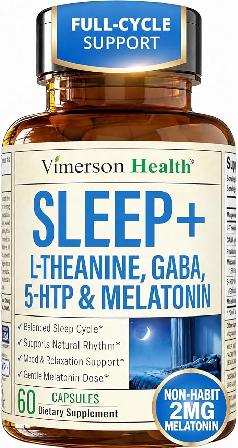 Sleep supplement with L-theanine, magnesium, GABA and melatonin for restful sleep