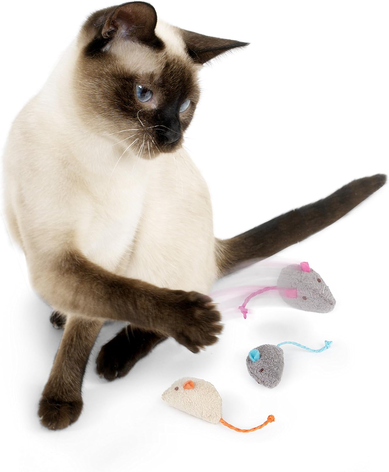 SmartyKat Skitter Critters organic catnip stuffed mice toys for indoor cat hunting instincts