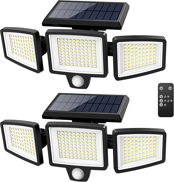 Tuffenough solar outdoor security lights 2500LM with motion sensor and remote