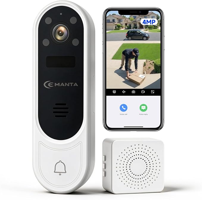 2.5K wireless video doorbell camera with chime and free cloud storage